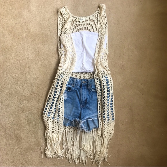sleeveless lace cardigan
